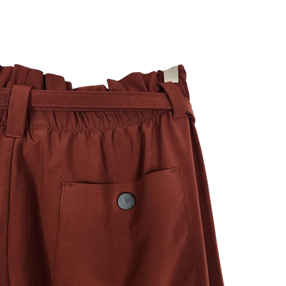 ATHLETA Skyline Pants Womens 8 Rust Brown Paperbag Waist Tie Belt Tapered - Picture 6 of 12